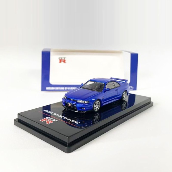 INNO 1: 64 Nissan SKYLINE GT-R (R33) 400R โมเดลรถโลหะผสมสีน้ําเงิน