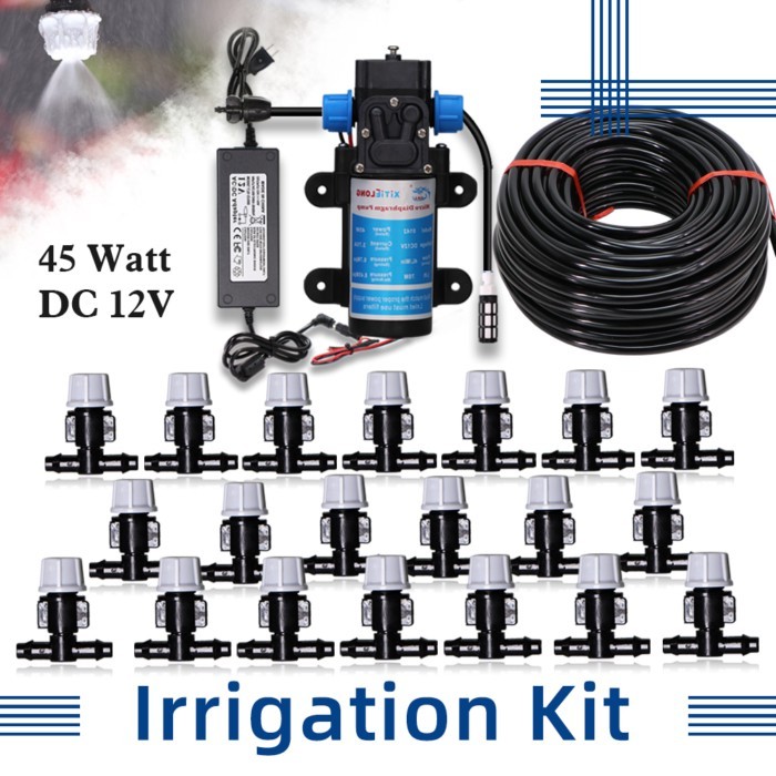 5-50M 45W Pump Self-Priming Irrigation System Garden Spray Cooling Kit Greenhouse balcony Spray Wat
