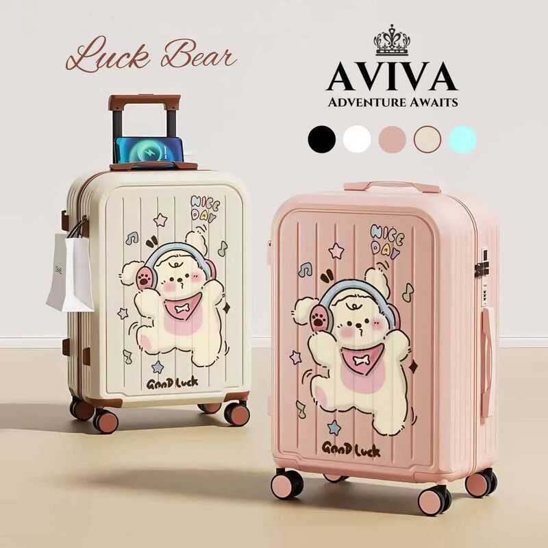 AVIVA กระเป๋าเดินทางลายปั๊ม 20/24 นิ้ว ความจุใหญ่ แข็งแรง ทนทาน ล้อลาก 360° วัสดุ Abs+Pc พร้อมต
