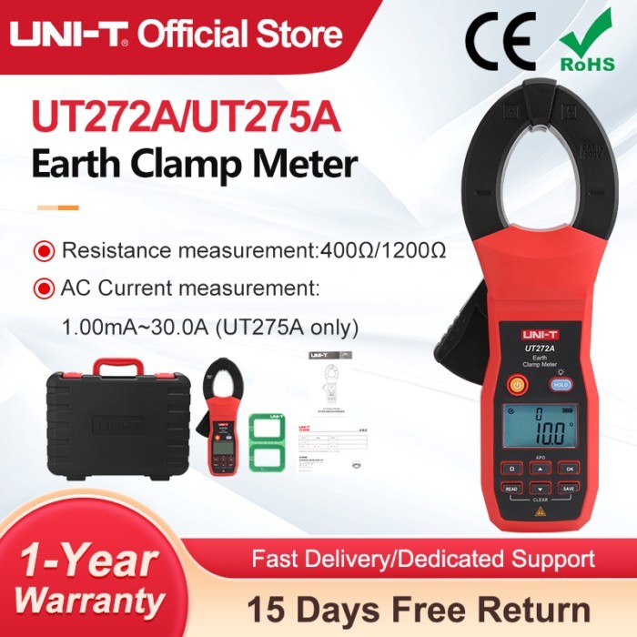 UNI-T Earth Resistance Tester UT272A UT275A 0.01Ω~400Ω Earth Clamp Meter Ground Loop Resistance Met