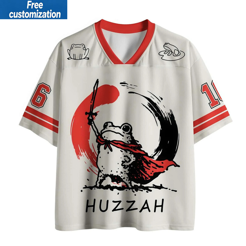 3D พิมพ์ Unisex น่ารัก Huzzah กบ V คอตาข่าย Jersey Breathable แขนสั้นฤดูร้อน Kawaii Casual Streetwea