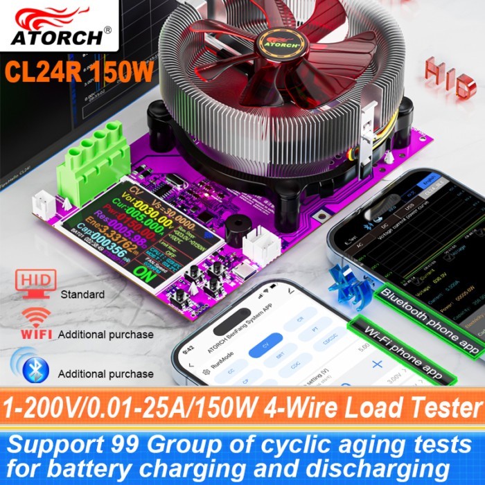 CL24R 150W 4-Wires Battery Capacity Tester WiFi Tuya 2.4inch TFT 1.2V AAA Battery Smart Electronic