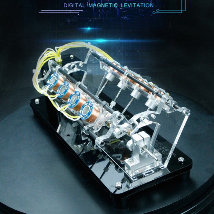 Cool! 8 coil Electromagnet engine, engine model can be started, high speed motor, v type engine. Fu