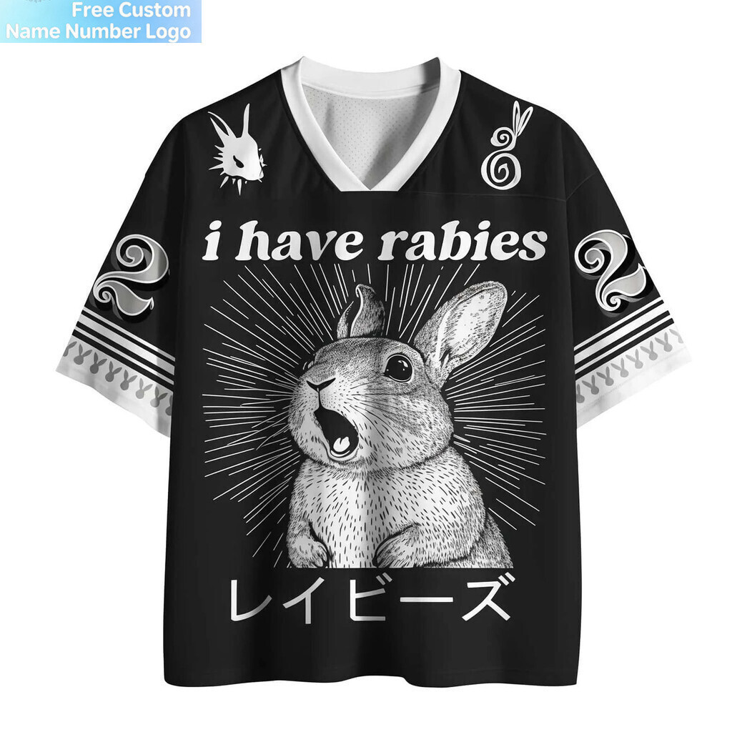 Unisex 3D พิมพ์ Seaming กระต่าย Rabies V คอตาข่าย Jersey Breathable ฤดูร้อนตลก Street สไตล์ Comfy Ca