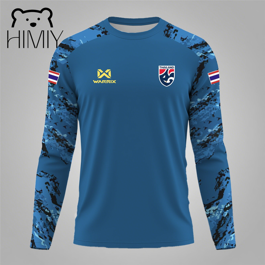 เสื้อ warrix แขนยาวชายรุ่นใหม่คุณภาพสูงเสื้อยืดผู้ชายโลโก้ทีมฟุตบอลไทยระบายอากาศแห้งเร็วเสื้อฟุตบอล CXSS-D46 Thailand