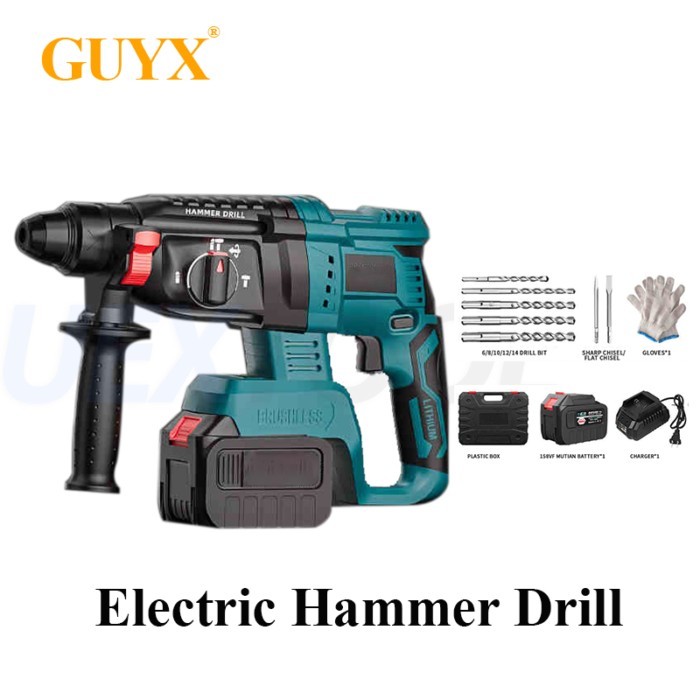 26MM Brushless Electric Hammer Drill Multifunctional Cordless Rotary Hammer Impact Drill Power Tool