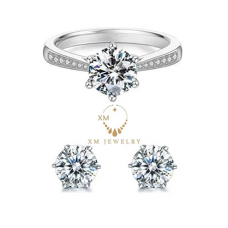 XM JEWELRY ชุดแหวนสตั๊ด 6 ขา ต่างหู 2025