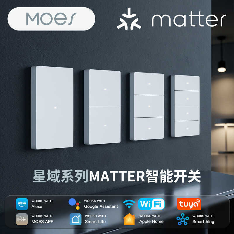 Graffiti Smart Home MatterWiFi สวิตช์อัจฉริยะเข้ากันได้กับ Alexa Google Apple Homekit
