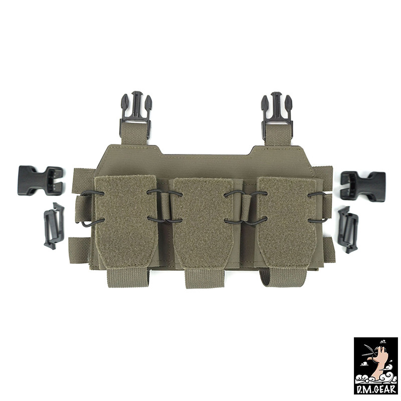 [หุ้นล่าสุด] DMgear Tactical Triple 556 Mag Pouch with Buckles for Chest Rig Mag Carrier Panel Tacti