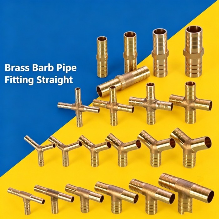 Brass Barb Pipe Fitting Straight Elbow T Y X Shape 2 3 4 Way Connector for 6mm to 19mm 8mm 10mm 14m