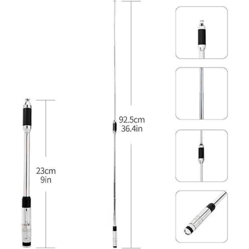 ▥ Rh770 Uhf/Vhf 144/430Mhz BNC เสาอากาศแบบยืดหดได้แบบยืดหดได้สำหรับวิทยุสื่อสารแบบสองทางสำหรับเ