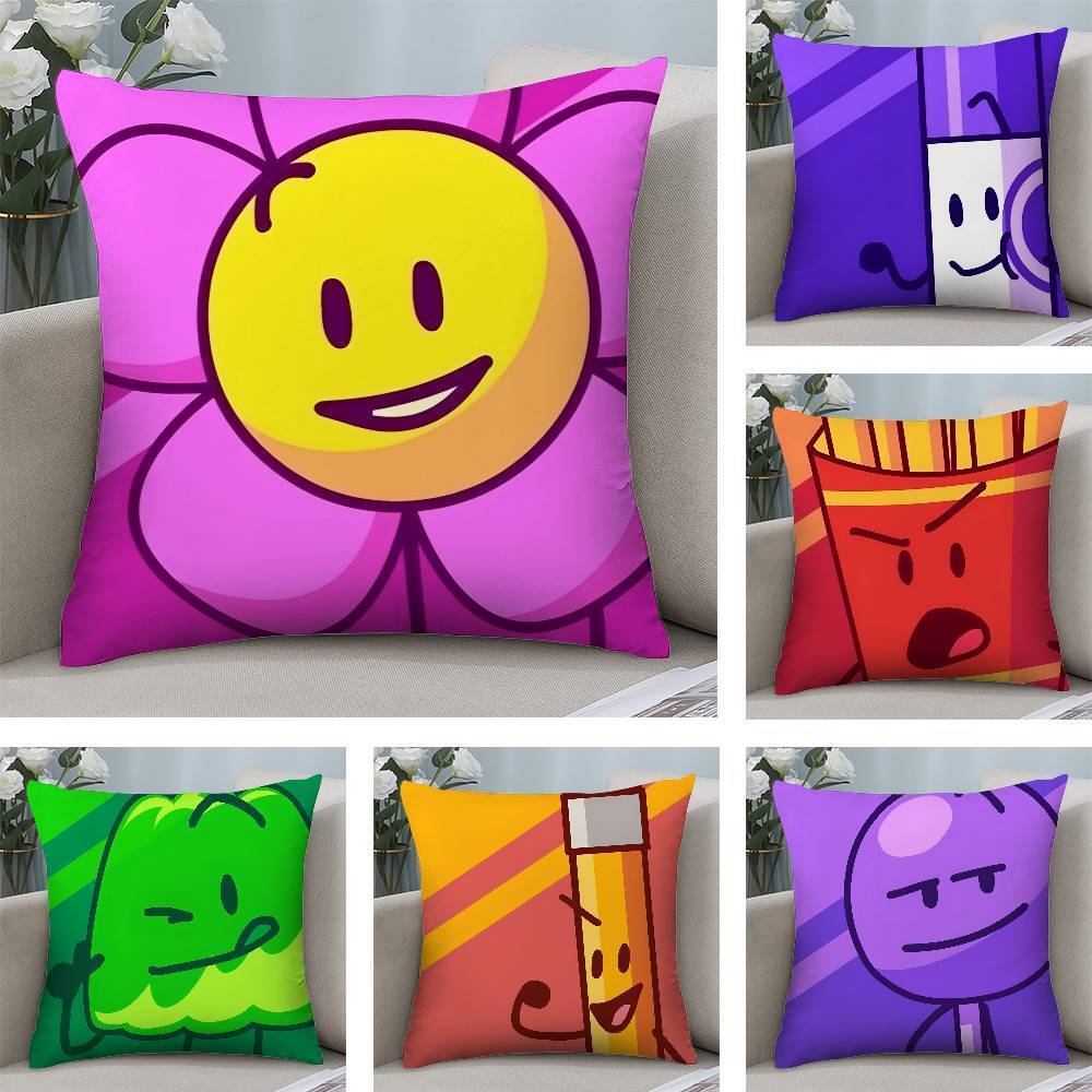 BFDI Battle สําหรับ D-Dream Island หมอน Plush ผ้าปลอกหมอนนุ่มพิมพ์สองด้านปลอกหมอนอิงในครัวเรือน
