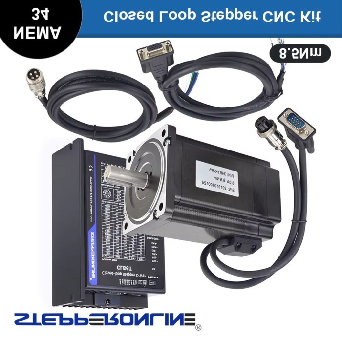 STEPPERONLINE TP Series Nema 34 8.5Nm Closed Loop Stepper Motor Driver Kit 14mm Shaft 6A & Driver C