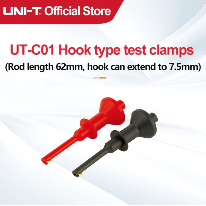 UNI-T UT-C01 Hook Type Test Clamp Whorl Pattem Safety Handle Alligator Clip