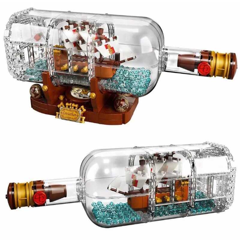 Idea Ship In A Bottle Compatible Lepining 21313 Building Blocks Bricks Toys For Children Christmas
