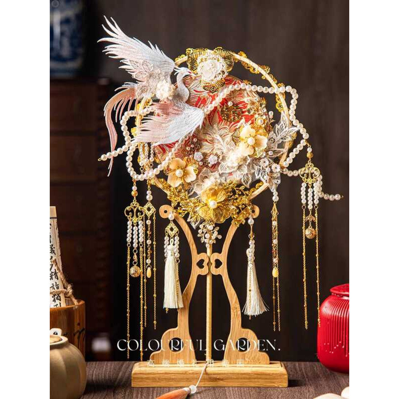 < Breeze > Yanyuan Group Fan เจ้าสาวแต่งงาน y วัสดุแพคเกจ Heavy Industry Happy Fan พรีเมี่ยม Handmad