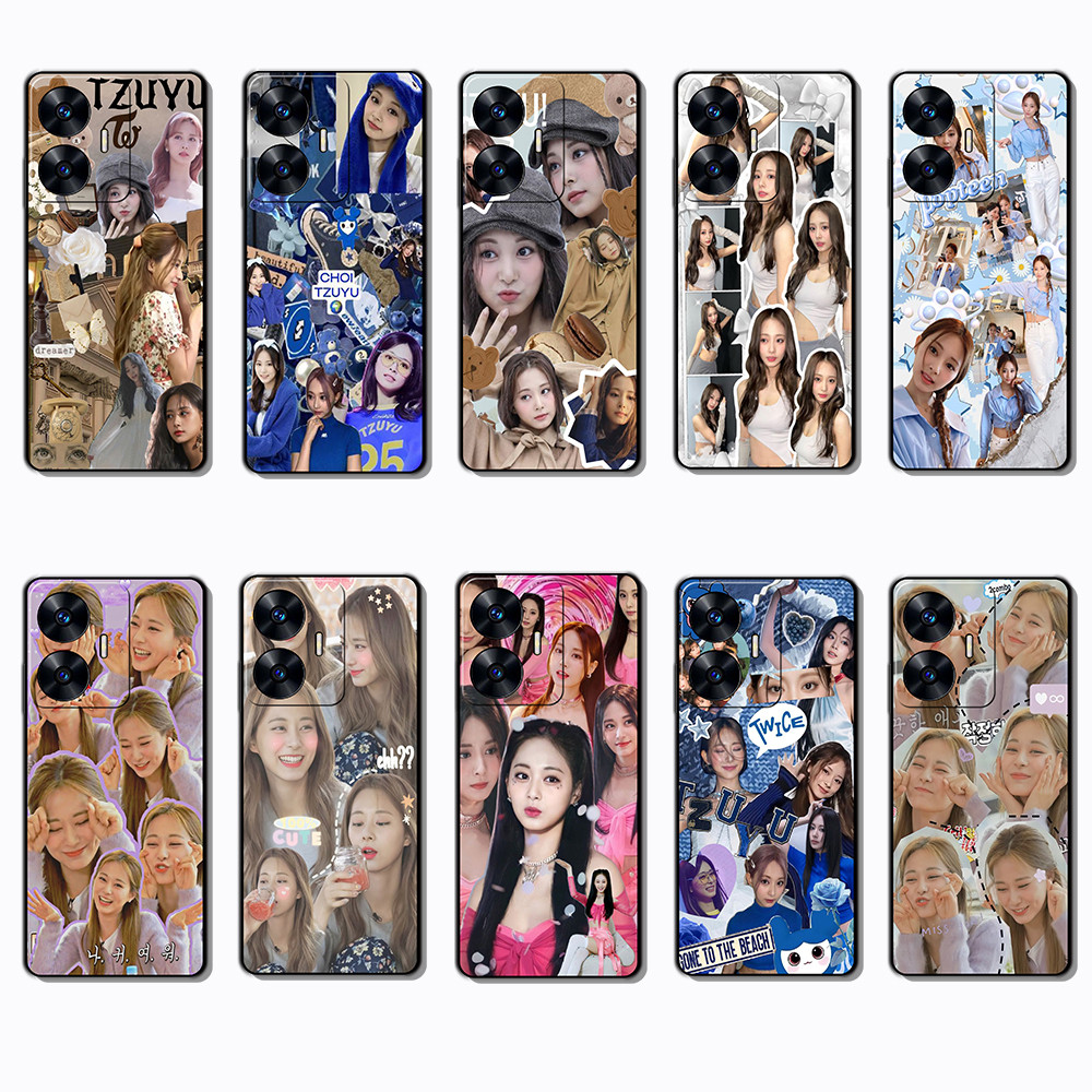 เคสโทรศัพท์สีดําแบบนุ่มสําหรับเคส Realme C55 Tzuyu