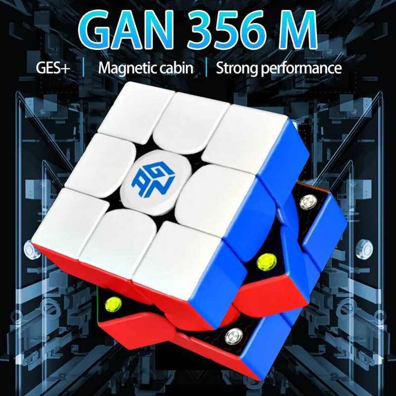 GAN 356 M 3x3x3 ลูกบาศก์แม่เหล็กความเร็วสูงแบบไม่มีสติกเกอร์ Gan 356M ของเล่นฟิดเจ็ตระดับมืออาชีพ GA