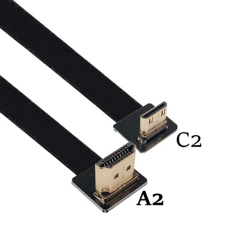 สายริบบิ้น FPV HDMI ขนาด 10 ซม. สายเคเบิลแบนแบบยืดหยุ่นสำหรับ Raspberry Pi 4 HDMI to HDMI/Mini HDMI 