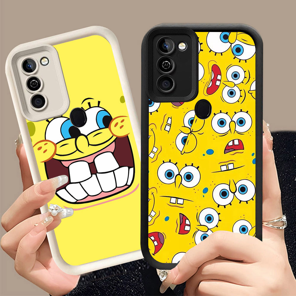 Q-25 SpongeBob ขาวดำเคสโทรศัพท์หรับ Infinix Smart Hot 9 7 5 11 10 Lite Play ปกสีชมพู