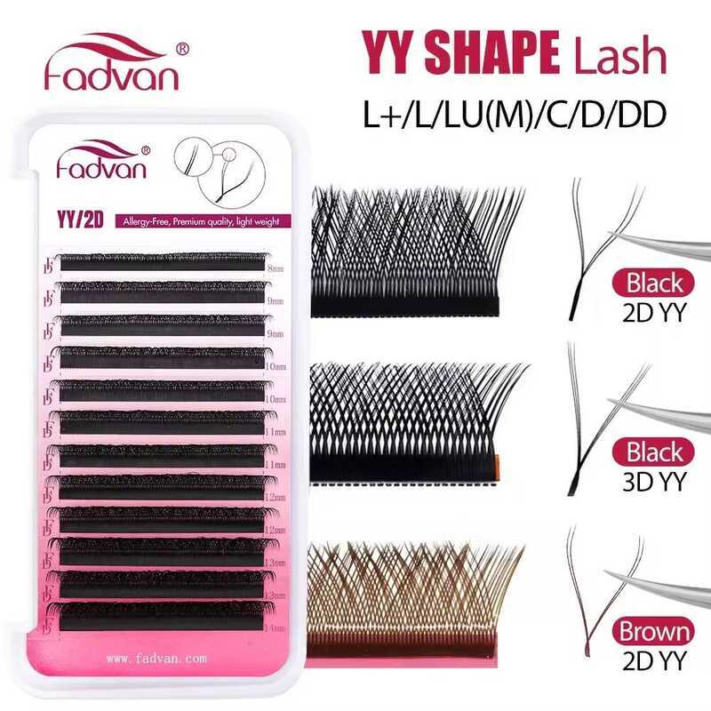 FADVAN YY ขนตาปลอมต่อแบบ 2D/3D Faux Mink รุ่น L+/L/LU(M)/C/D/DD ความยาว 8-15 มม. สีดำ/น้ำตาล ขนตาแบบ
