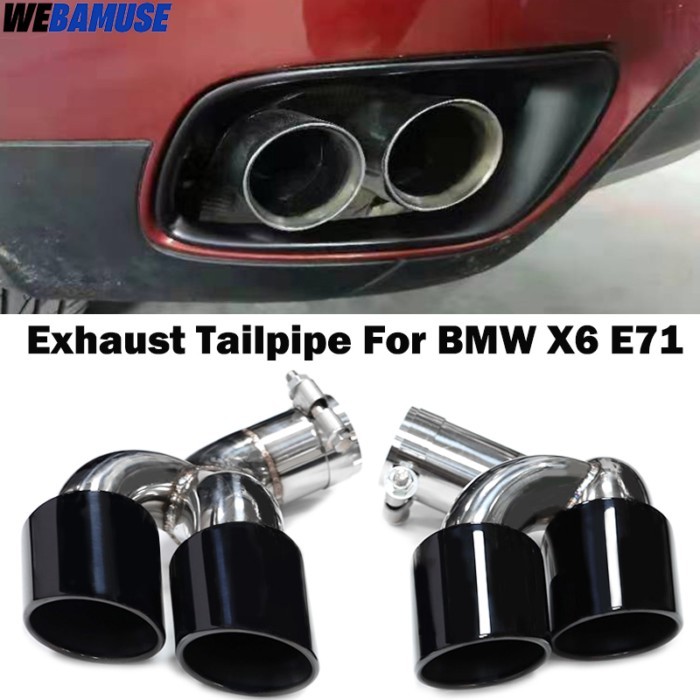1 Pair Quad Exhaust Tailpipes For BMW X6 E71 2009-2013 Model Upgrade Stainless Steel Black Tips Muf