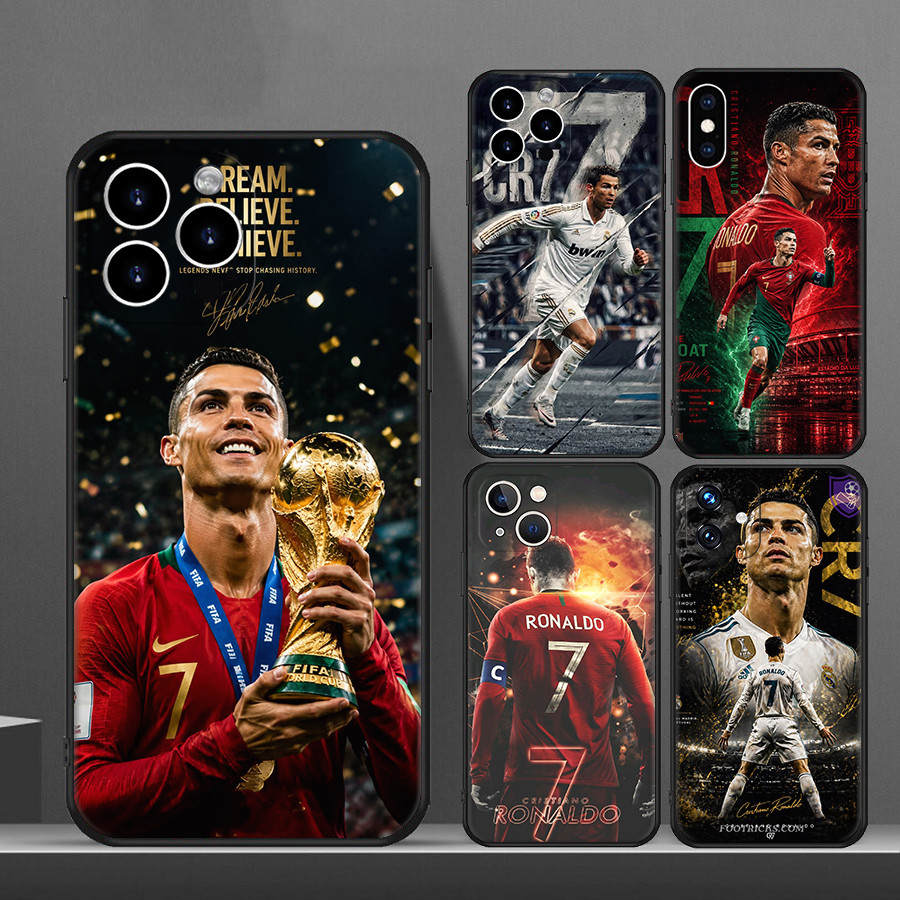 สําหรับ iPhone 11 12 13 Pro Max Mini Cristiano Ronaldo 8Y14 เคสโทรศัพท์ TPU สีดํานุ่ม