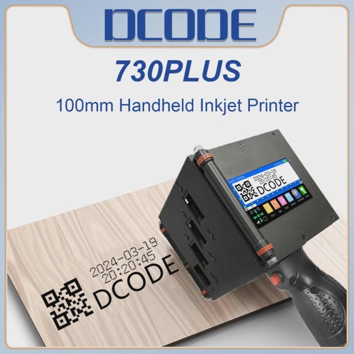 DCODE 730PLUS 100mm Portable Handheld Thermal Inkjet Printer QR Barcode Batch Number Logo Expiry Da