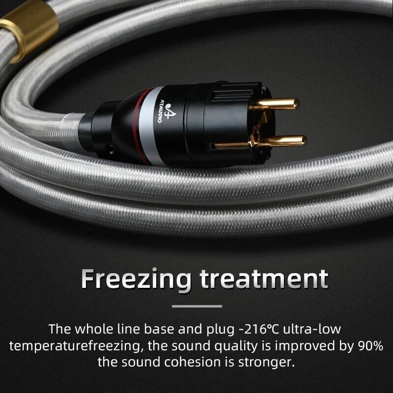 ATAUDIO Hi-end HiFi สายไฟ 7N OFC Silver Mixed Core เสียงเชื่อมต่อลวด US/AU/EU ปลั๊กสําหรับ CD Player