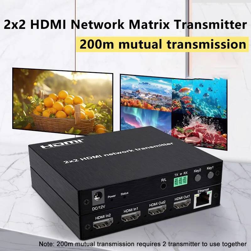 2x2 HDMI Network Matrix Transmitter Over Cat6 สาย 200M Mutual Transmission 2 ใน 2 Out Video Converte