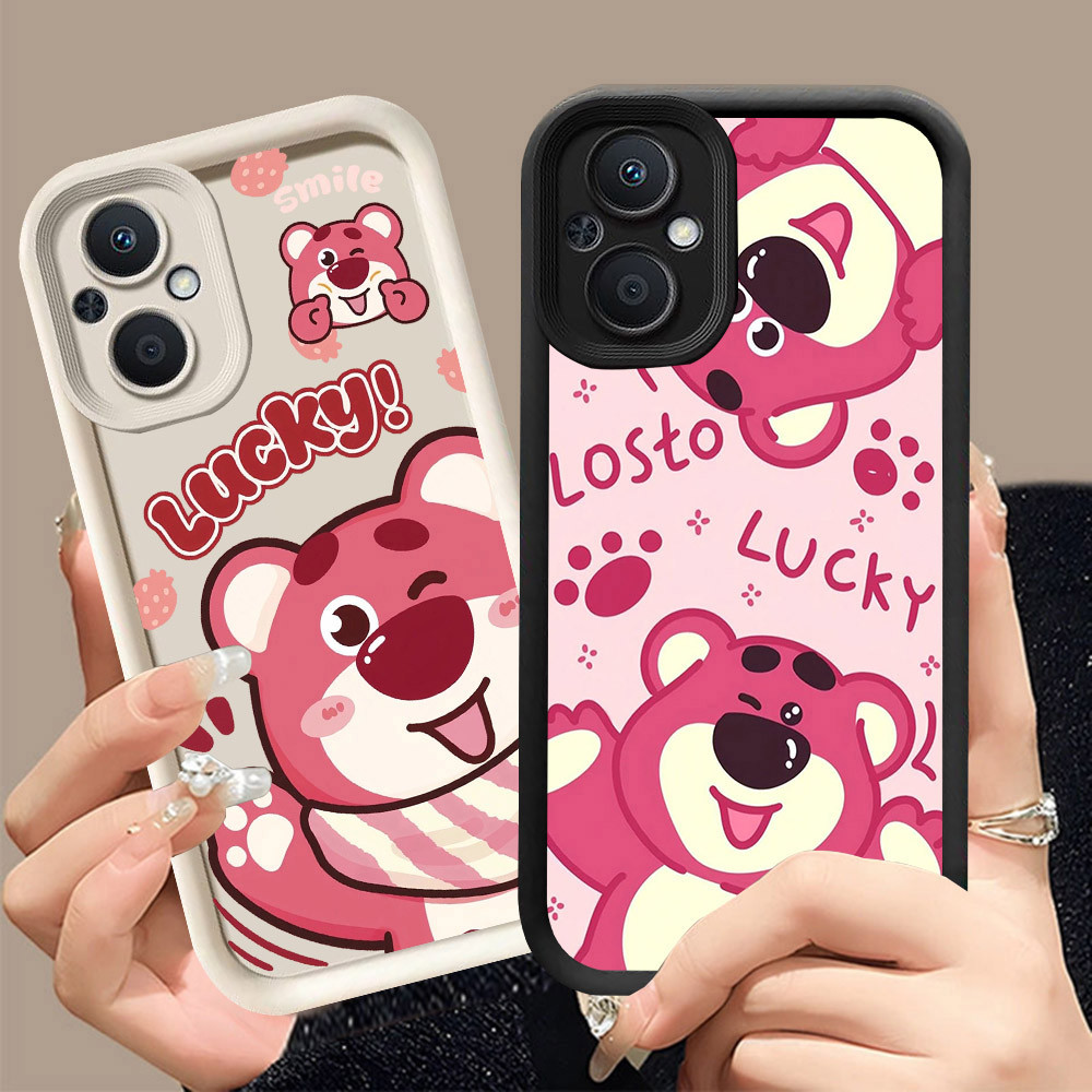 Q-17 Lotso ขาวดำเคสโทรศัพท์หรับ OPPO Reno A96 8 8Z A76 7 A36 7Z Lite Pro 5G ปกสีชมพู