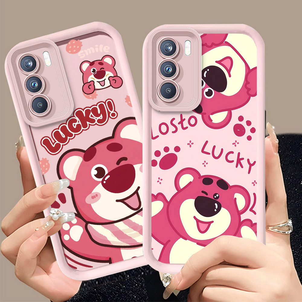 Q-17 Lotso ขาวดำเคสโทรศัพท์หรับ Realme C75X C75 14X C73 5G ปกสีชมพู