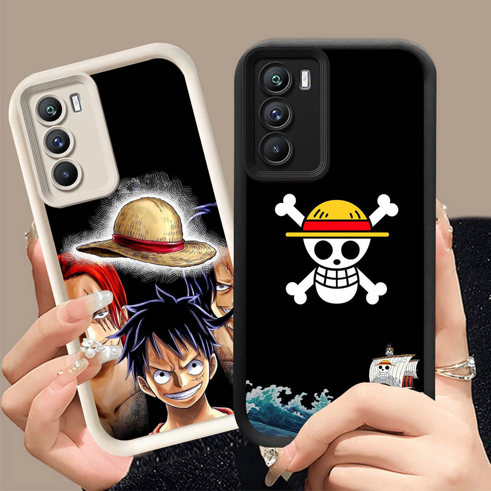Q-21 One_PieceS ขาวดำเคสโทรศัพท์หรับ Realme C75X C75 14X C73 5G ปกสีชมพู