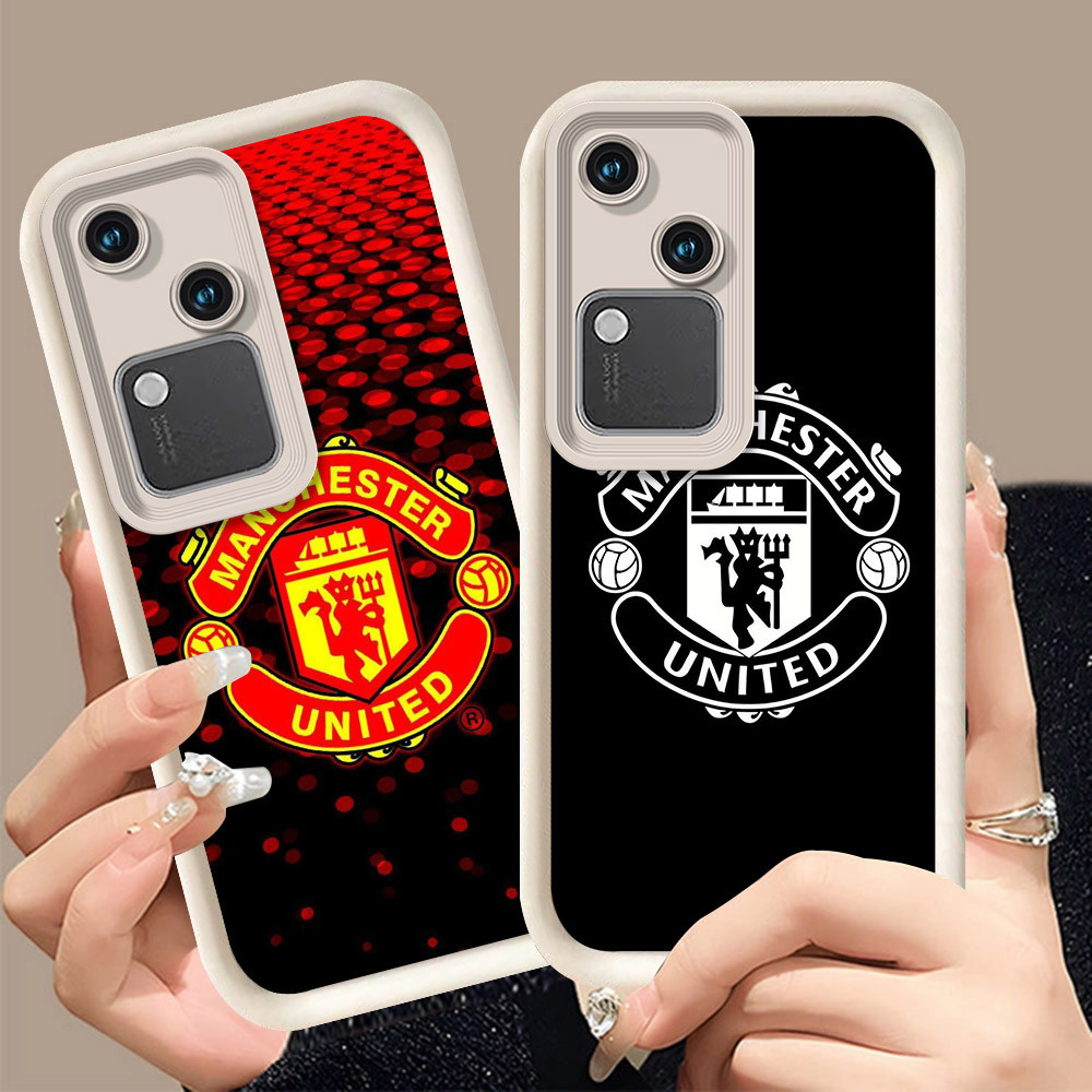 Q-3 Klub FC ขาวดำเคสโทรศัพท์หรับ VIVO V30 V20 V21 Y53S V30E Y33 Pro 5G ปกสีชมพู
