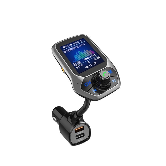 1pcs T43 All-in-One Car Bluetooth MP3 Player with USB-C Fast Charger | QC3.0 USB Port, U disk/TF Ca