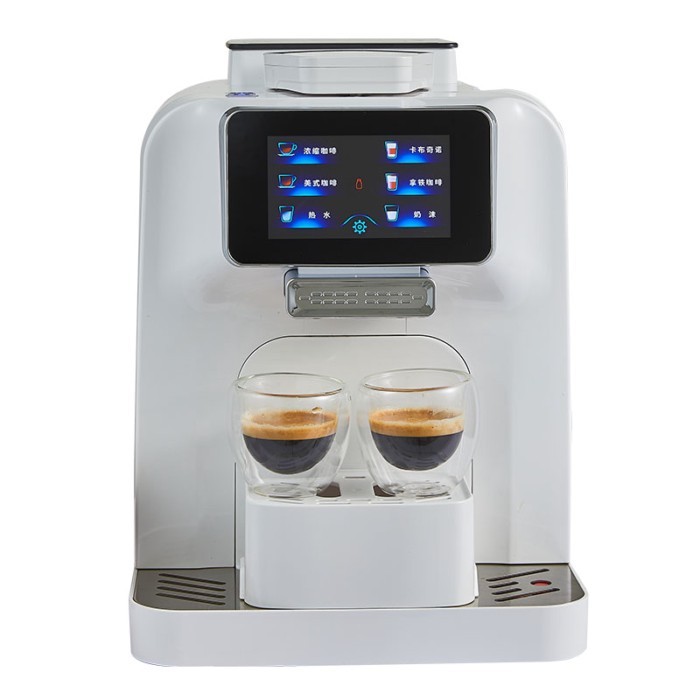 4 IN 1 Automatic Coffee Machine Built-in Milk Cooler Container Coffee Grinder 4.3 inch Touch Screen