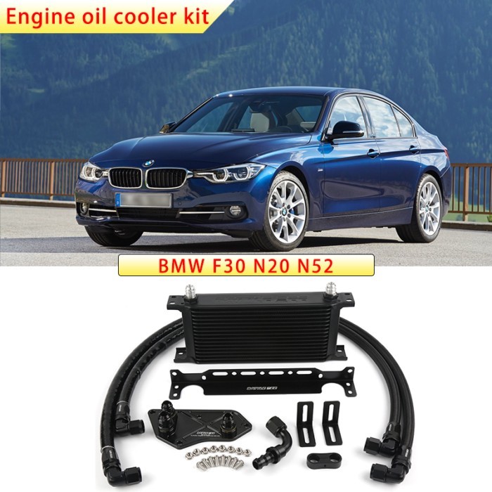 BATTLE BEE 13-Row Engine Oil Cooler Kit For BMW F30 N20 N52 Engine Oil Cooler Sandwich Plate Adapte