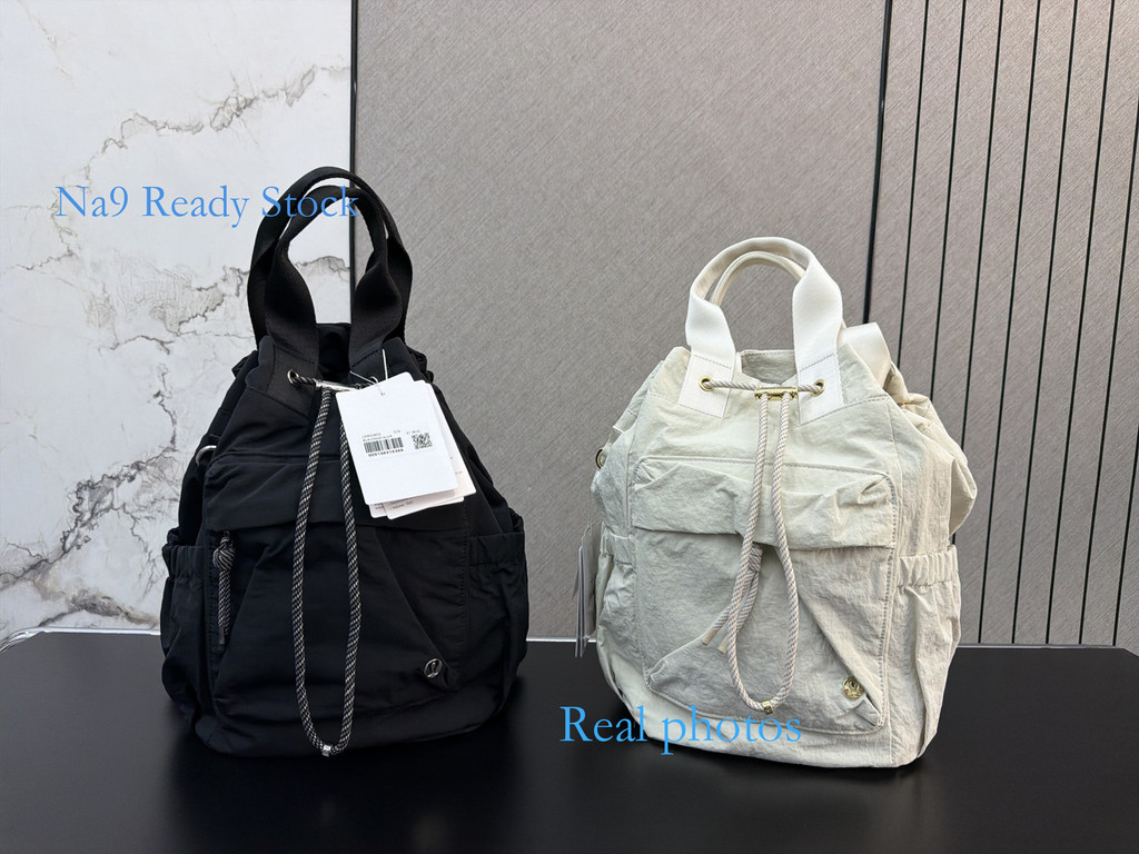 [na9 Ready Stock] 13.5L Drawstring Drawstring Backpack Convertible Shoulder Strap Nylon Crossbody Ca