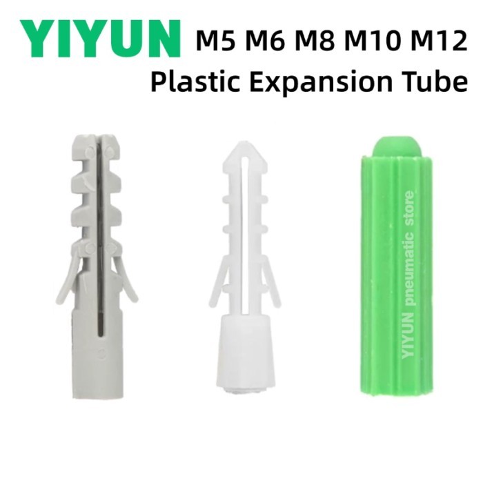 50-200pcs M5 M6 M8 M10 M12 Plastic Expansion Tube Wall Plug Plugs M5x25 M6x30 M8x40 M10x50 M12x60 M