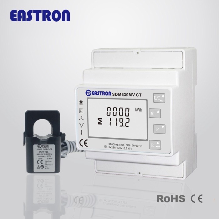 SDM630MV CT with 3PCS TU16 100A/333mV  input, touchscreen buttons, RS485 communication