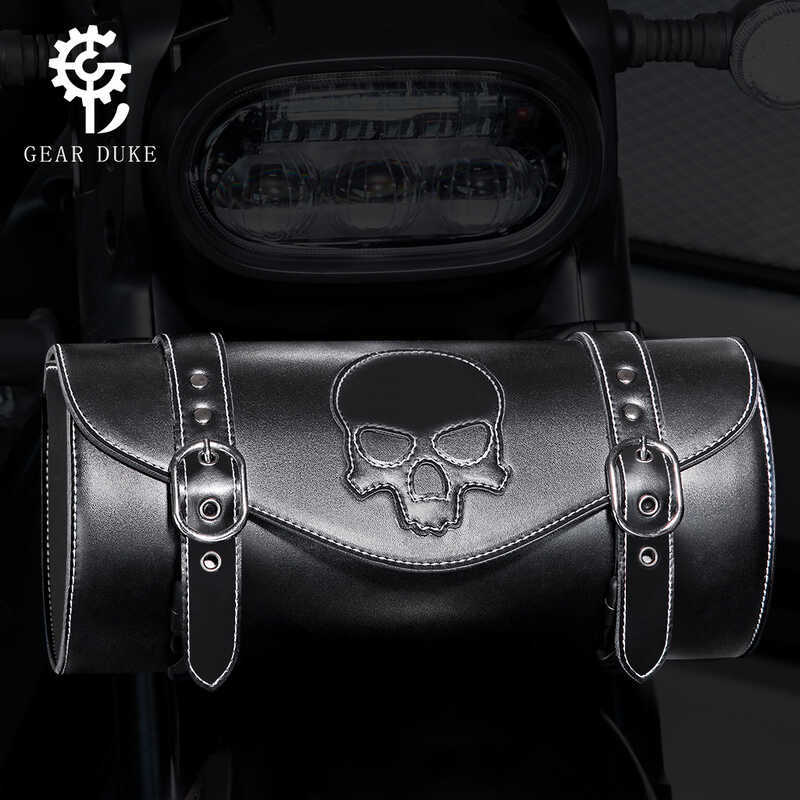 TEMU ยุโรป Punk Harley กระเป๋าดัดแปลงรถจักรยานยนต์ Niche หัวรถจักร Skull กระเป๋าด้านหน้าแขวนกระเป๋า