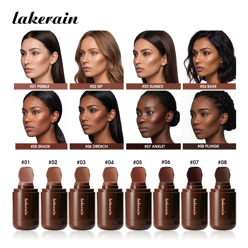 Lakerain Portable Cream Bronzer Contour Stick สําหรับคอนทัวร์ธรรมชาติและสามมิติ, Pocket Contour Stic