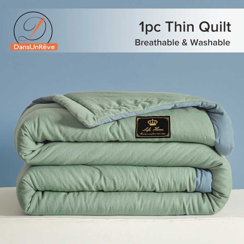 Dansunreve 1pc Quilt Soft Smooth Plain Color Comforter Breathable Healthy Duvet for Bedroom Single