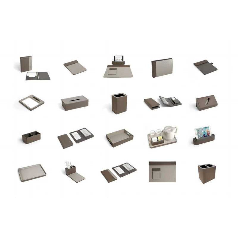 High-End Hotel Guest Room เครื่องหนังกล่องกระดาษทิชชู Service Guide ถาดรีโมทคอนโทรลถังขยะ Note Pad