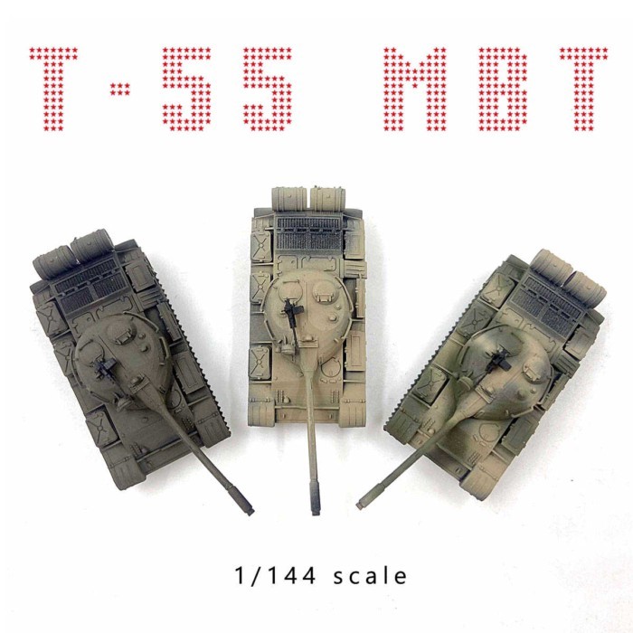 Tank World Handheld War 1/144 รัสเซีย T-55 รถถังสงครามหลักสําเร็จรูปรุ่นกล่องไข่พร้อมสต็อก