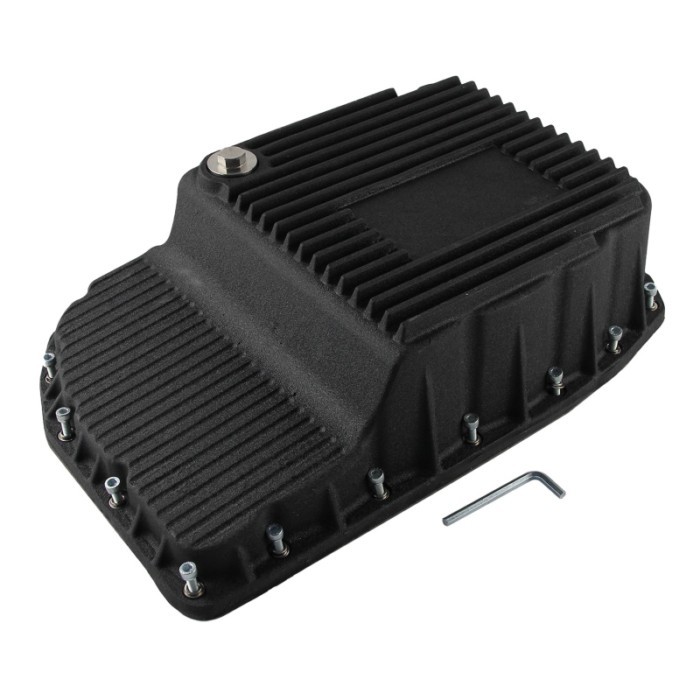 Oil Pan Heavy Duty Raw Transmission For GM 1500/Yukon/Avalanche 6L80 Sierra Chevrolet Aluminum Silv