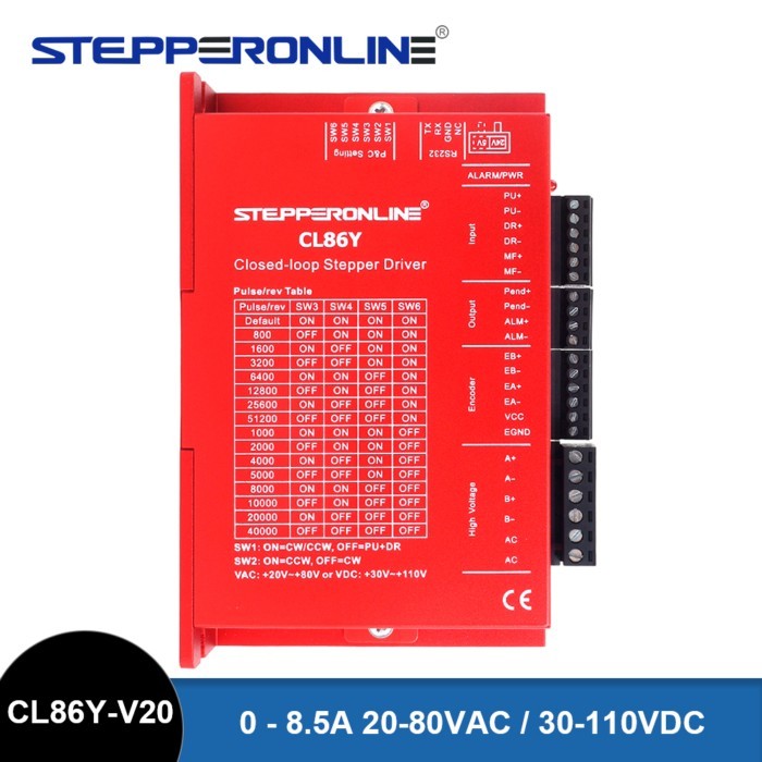 STEPPERONLINE CL86Y V2.0 Hybrid Servo Driver Nema 34 Closed Loop Stepper Motor Driver 0-8.5A 20-80V