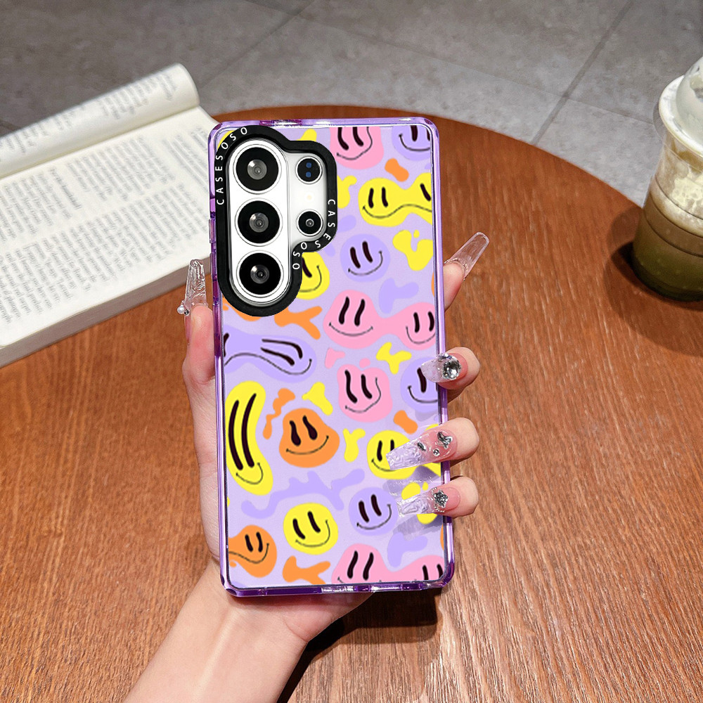 Screenful สี Contort Smile สีสําหรับ Galaxy S23FE S24FE S25FE S23ULTRA S24ULTRA S25ULTRA S26ULTRA ฝาครอบ A55 A56 S23Plus สีซิลิโคนนุ่มกันชนกันกระแทกปลอก