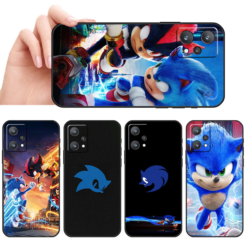 เคสโทรศัพท์สีดํานุ่มสําหรับRealme V25 Q5 9 4G 9 Pro Plus 5G SX45 Sonic the HedgehogปลอกAnti Fallingโ