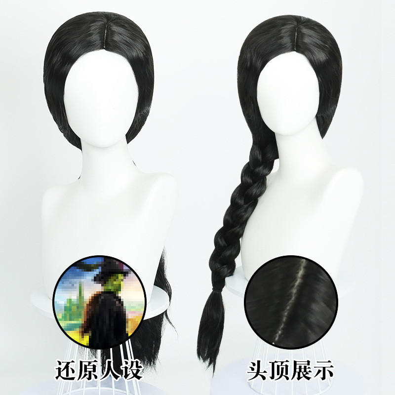 วิกผมcosplayสไตล์ใหม่ สำหรับบทบาทแม่มดน้อยจากภาพยนตร์WICKED ออกแบบมาแยกด้านข้างพร้อมหนังศีรษะด้านบน